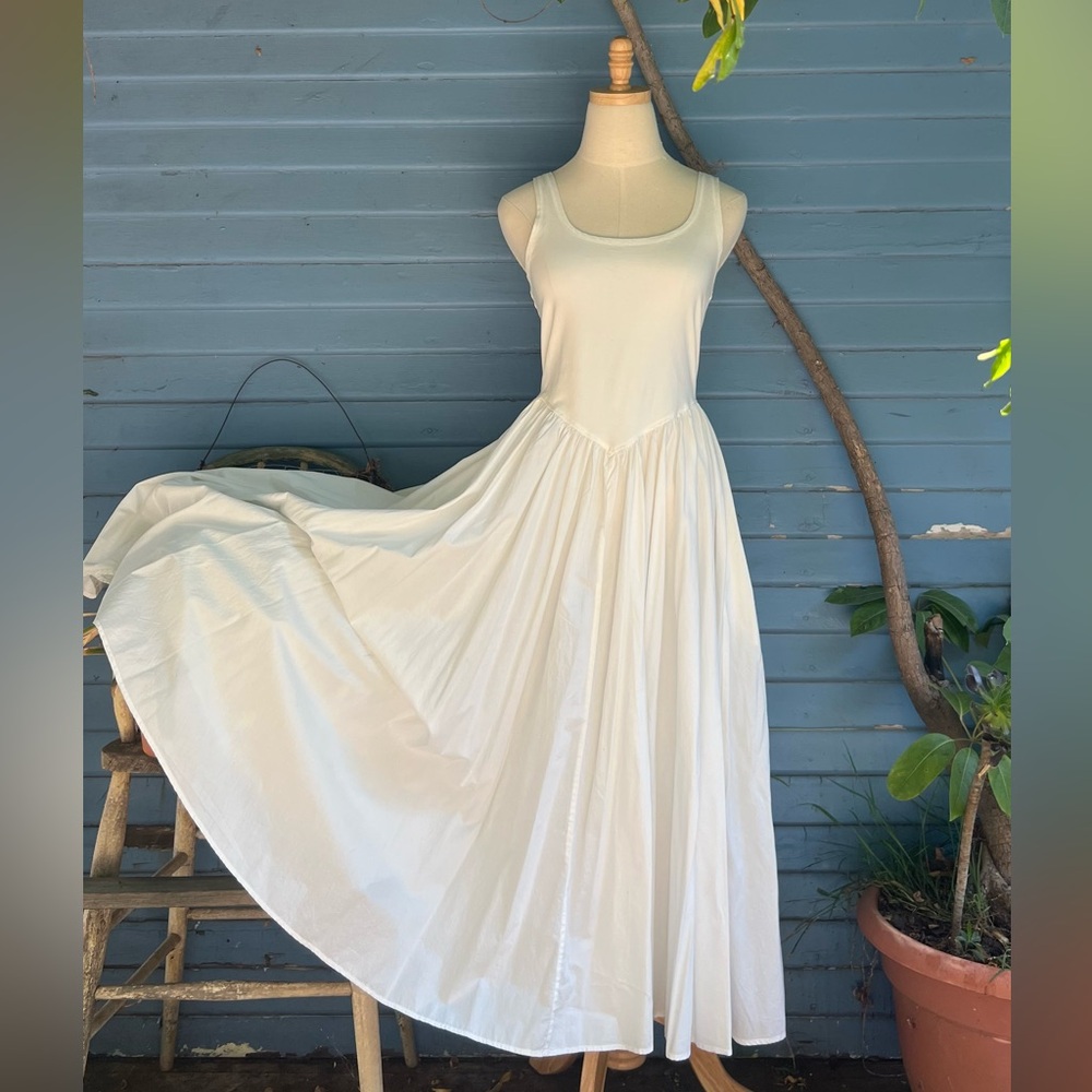 Whistles White Poplin Cotton Mix Midi Dress
